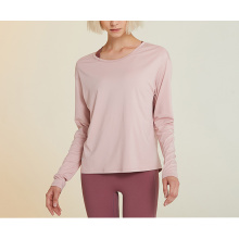 High Quality Loose Fit Stretchable Color Breathable Long Sleeve Women's T-shirts